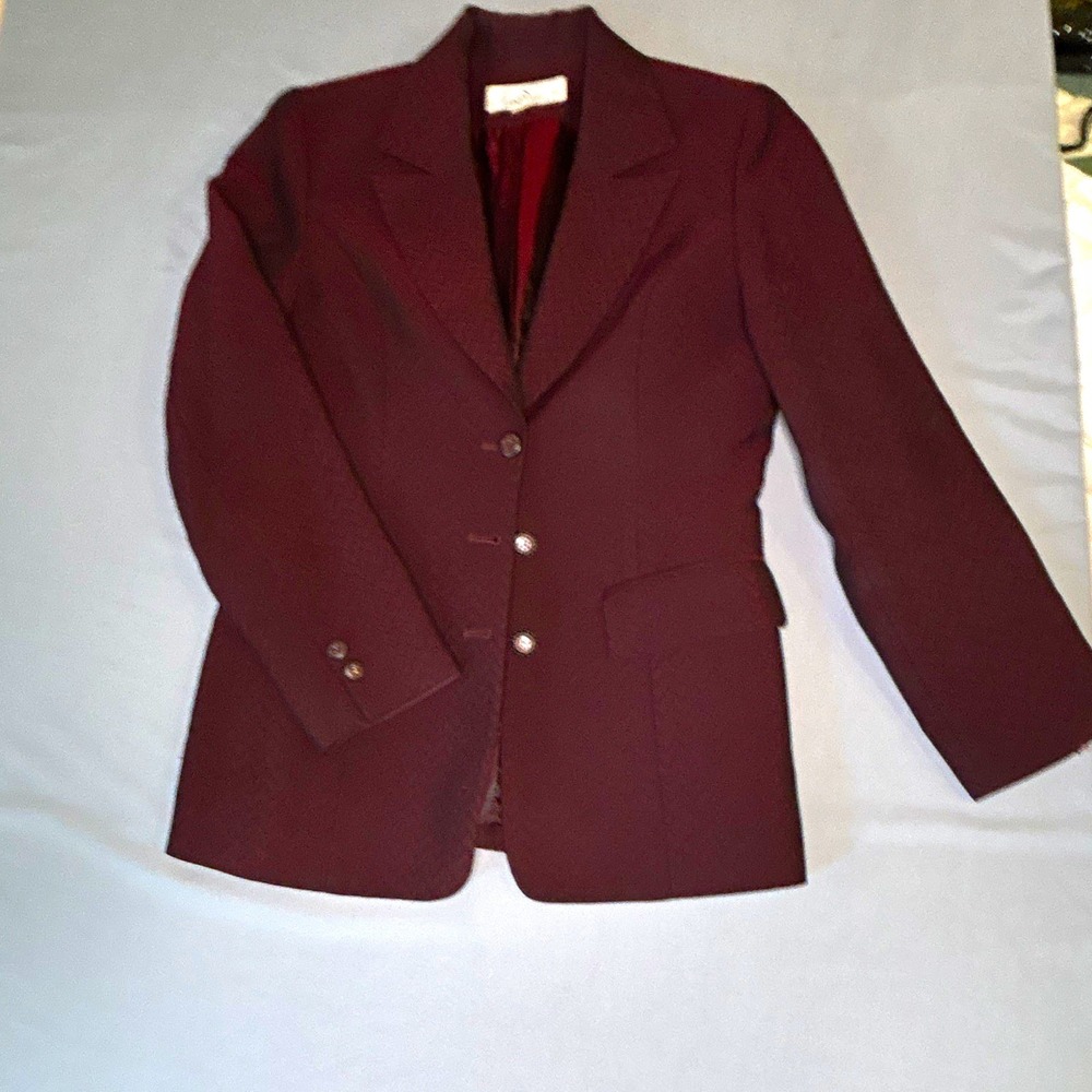 S-Line Korean Designer Burgundy Chevron Jacquard Blazer Jacket Size S 92-155
